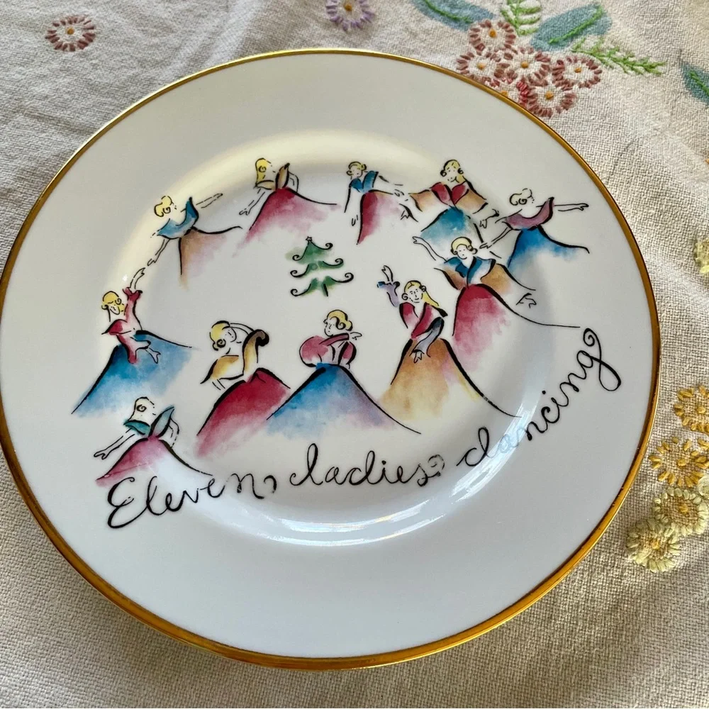 Vintage Rosanna Twelve Days of Christmas Dessert Plates. Made in Italy.